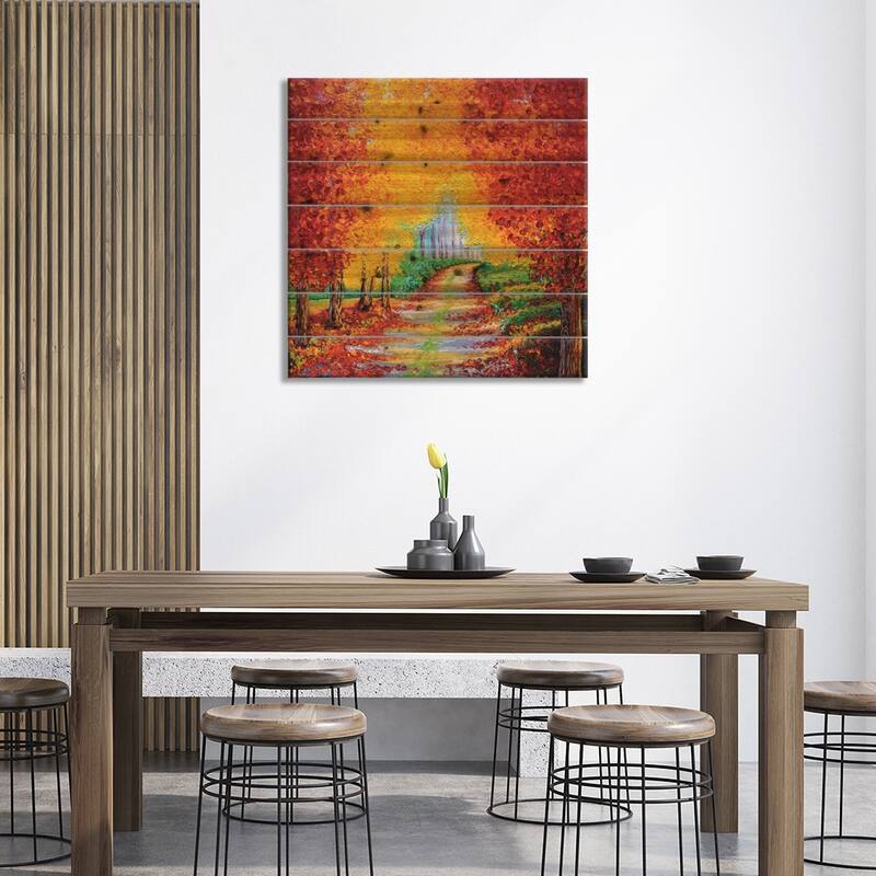 Crimson Pathway Print On Wood by Kimberly Adams - Multi-Color
