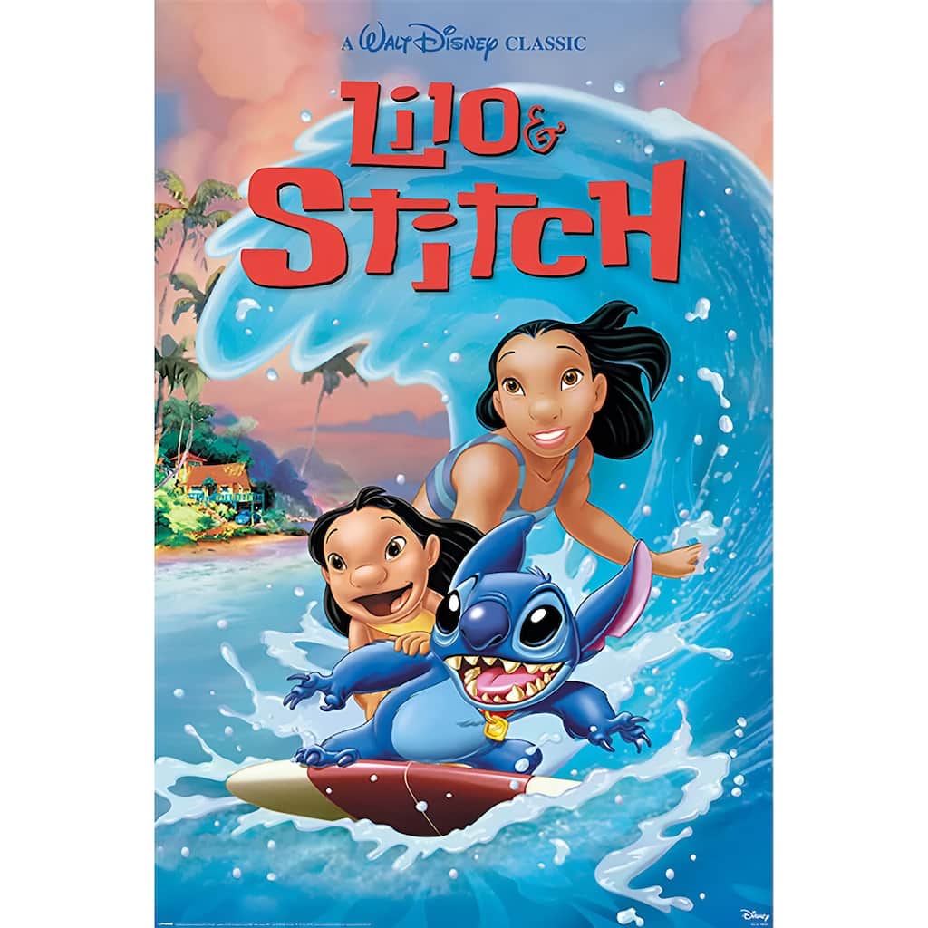 Lilo & Stitch - Wave Surf Art Poster - 24 x 36 Inch
