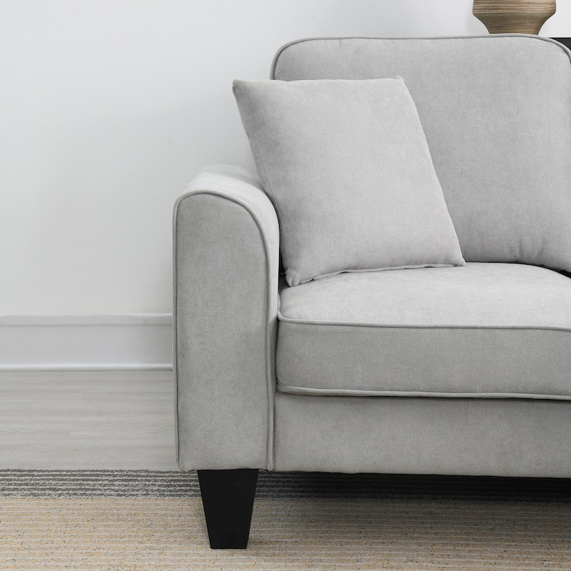 Grey 108" Modern U-Shaped 7-Seater Sofa Set with 3 Accent Pillows and Chaise for Living Room Enjoyment