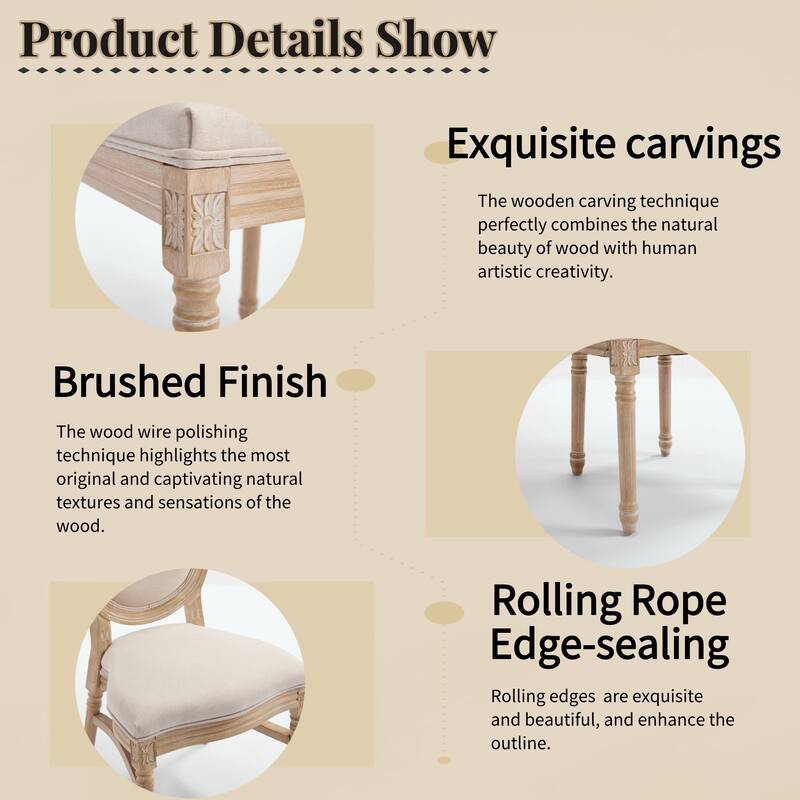 Beige Upholstered Chair Side Chair Dining Chair Kitchen Chair Leisure Chair Lounge Chair with Wood Legs