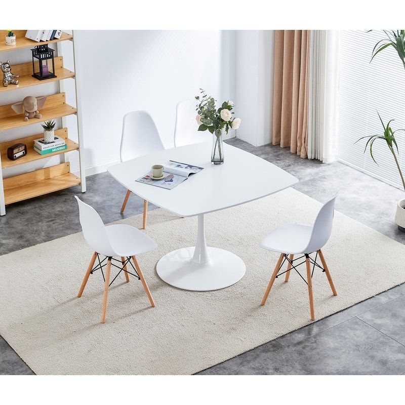 42.1" Mid-century Dining Table With Round Pedestal for 4-6 People