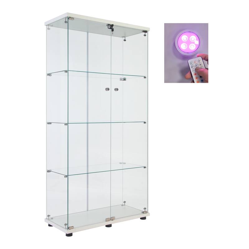 Lighted Two Door Glass Cabinet Glass Display Cabinet