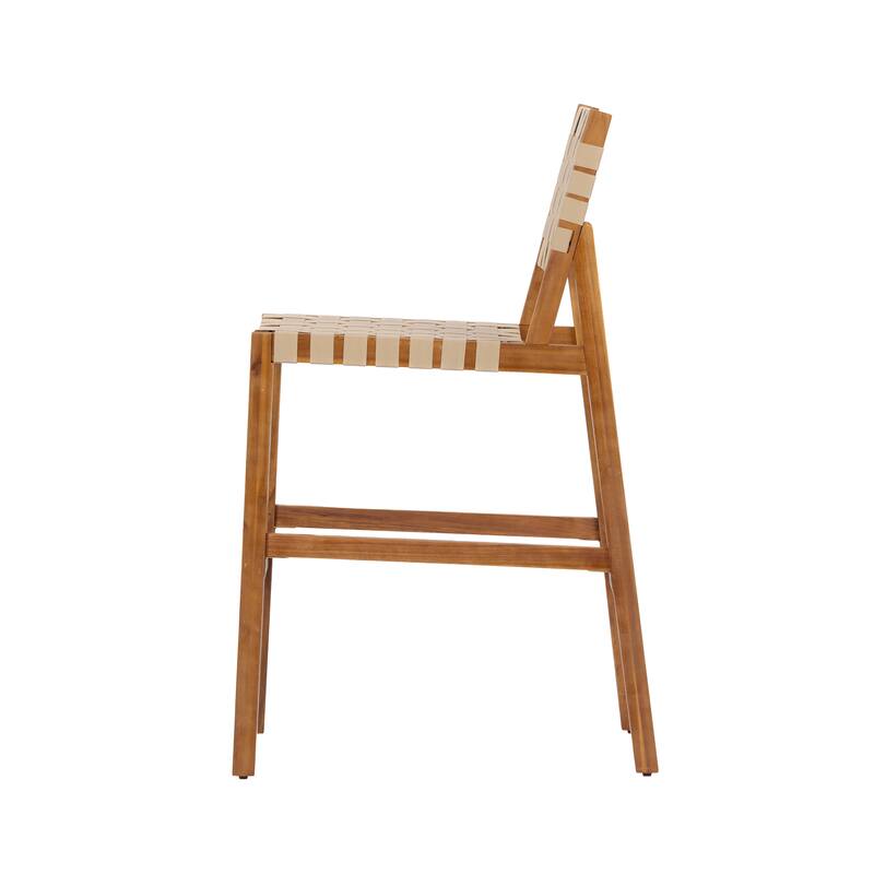 Christopher Knight Home - Solano Outdoor Acacia Wood Bar Height Dining Chairs with Woven Rope Seat & Back, Set of 2