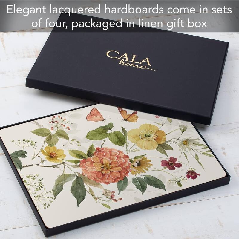 Blessed by Nature Premium Decorative Hardboard Cork Back Tabletop Placemats 4 Pack Manufactured in The USA Heat Tolerant