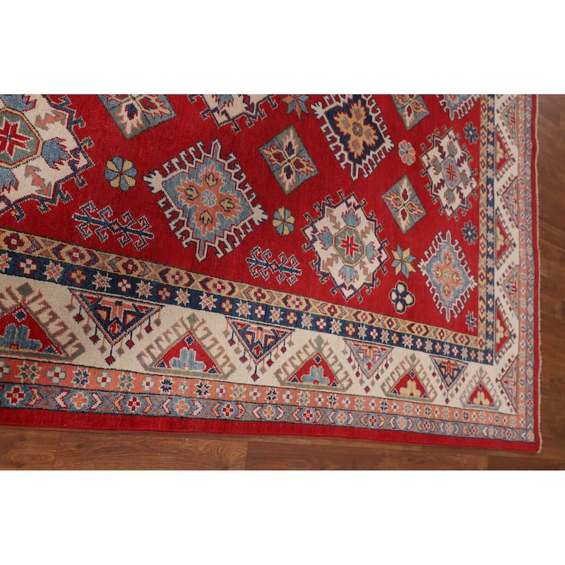 Red Kazak Oriental Area Rug Handmade Wool Carpet - 6'5" x 9'10"
