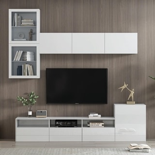 Glossy TV Stand with Spacious Storage - Bed Bath & Beyond - 39807634