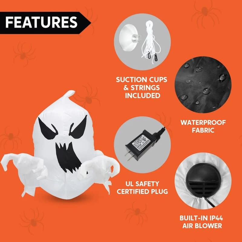 4.5 FT Halloween Inflatable Scary Flying Ghost