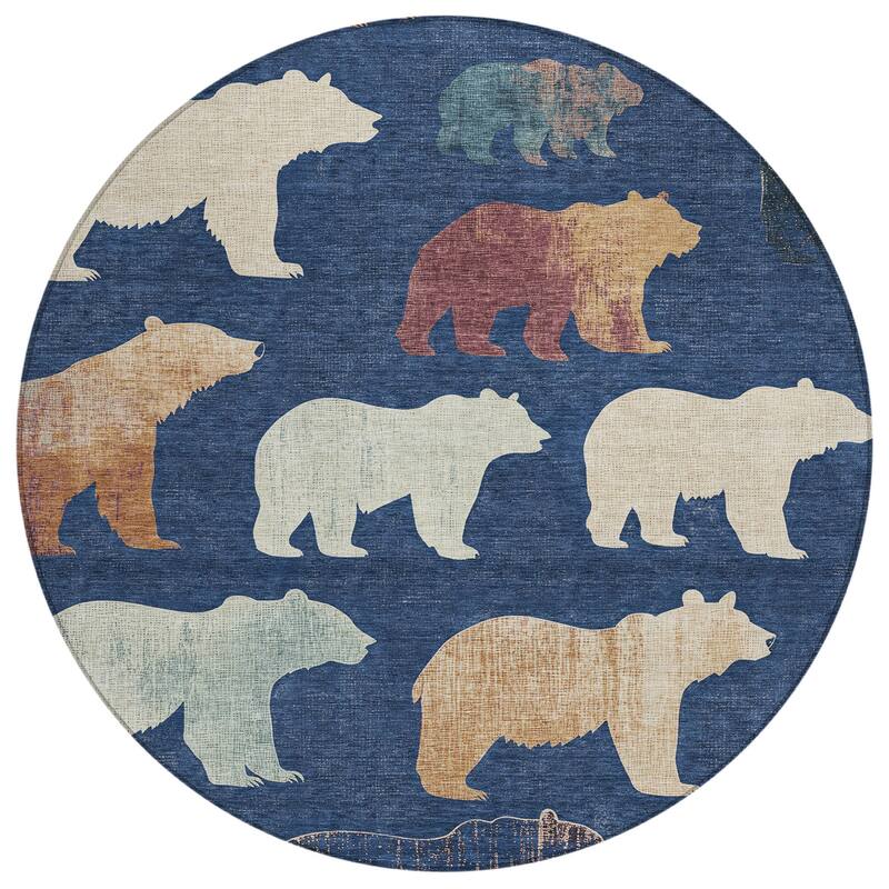 Machine Washable Indoor/ Outdoor Modern Bear Chantille Rug