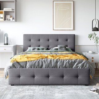 Queen Size Murphy Bed Wall Bed w/ Drawer & a set of Sockets & USB Ports, Pulley Structure Design for Kids Teens Adults,Dark Gray