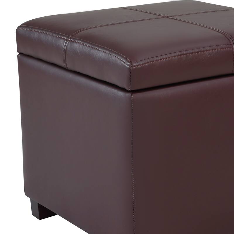 Adeco Square Tufted Storage Ottoman with Hidden Space