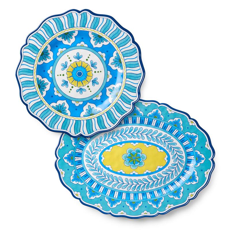 Certified International Porto Melamine 2 Piece Platter Set - 18.00"L x 13.50."H x 0.75"H