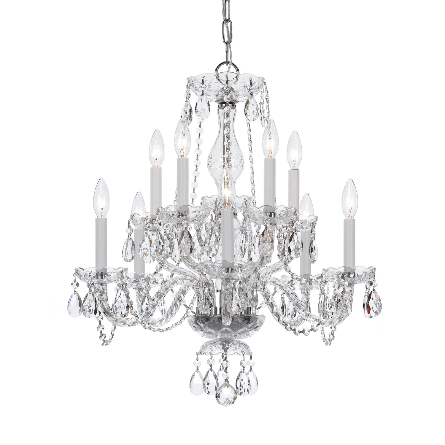 Traditional Crystal 10 Light Spectra Crystal Chrome Chandelier - 23'' W x 25'' H
