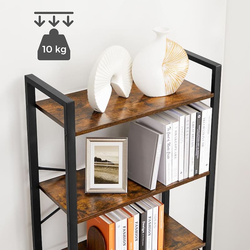 Rustic Brown and Black 6-Tier Industrial Bookshelf with Anti-Tip Kit - 31.5”L x 11.8”W x 73.2”H (80 x 30 x 186 cm)