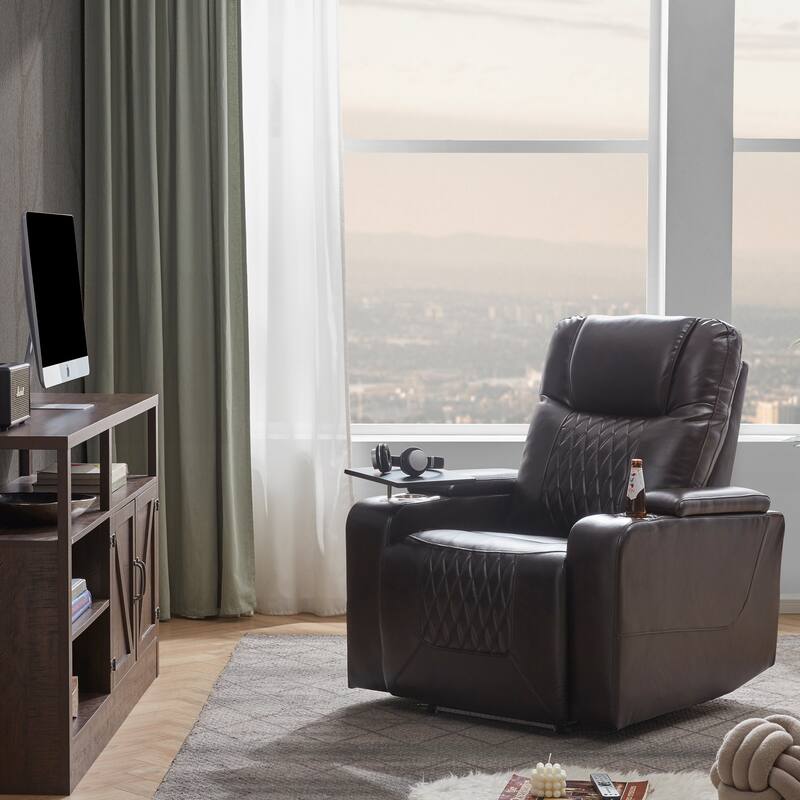 Nestfair Power Motion Recliner with 2 Cup Holders and 360° Swivel Tray Table