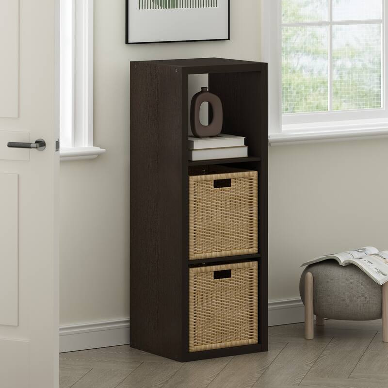 Furinno Cubicle Open Back Decorative Cube Storage Organizer, 3-Cube, White