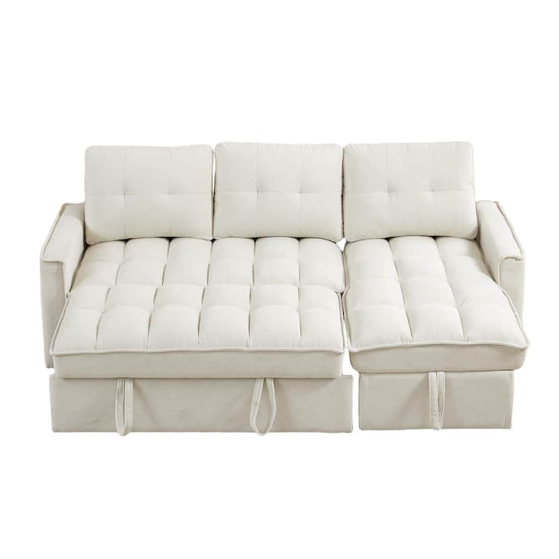 78.75" Chenille Reclining Sectional Sofa with USB/Type-C Charging, Hidden Storage & Ottoman