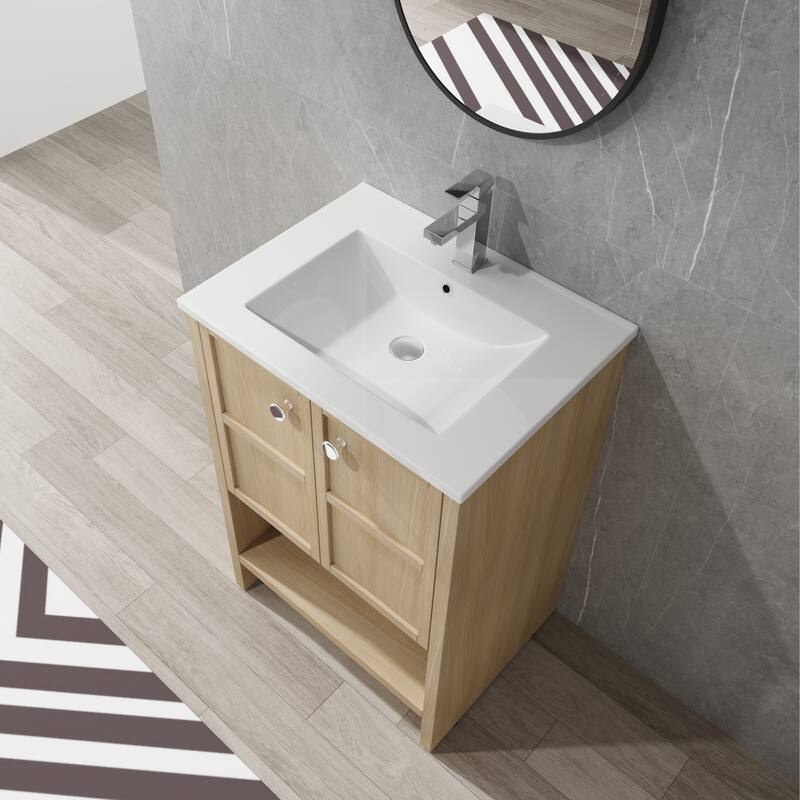Beingnext 24"/30" Bathroom Vanity with Sink, Floating/Freestanding Bathroom Vanity with Soft Close Door