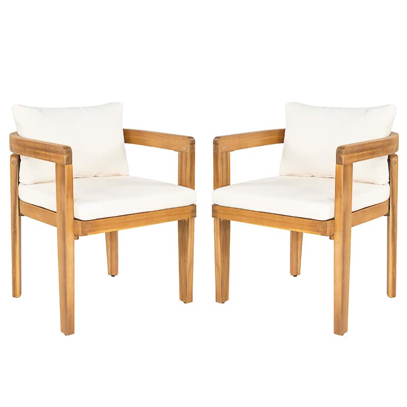 Christopher Knight Home - Acacia Wood Outdoor Patio Dining Chair Set with Cushions