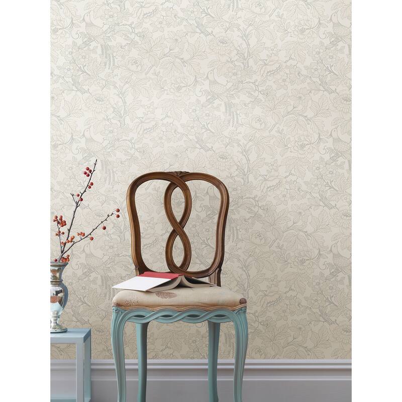 A-Street Prints Beaufort Dove Peony Chinoiserie Wallpaper