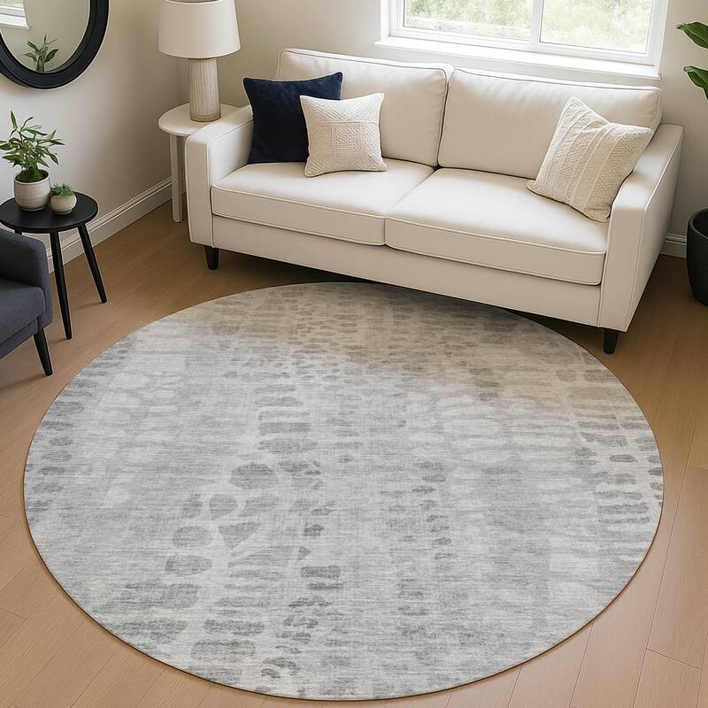 Machine Washable Indoor/ Outdoor Modern Imprints Chantille Rug