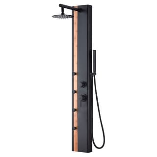 Eclipse 8-in Rain Showerhead ShowerSpa with 4-Body Jets and Handshower Bamboo and Matte Black