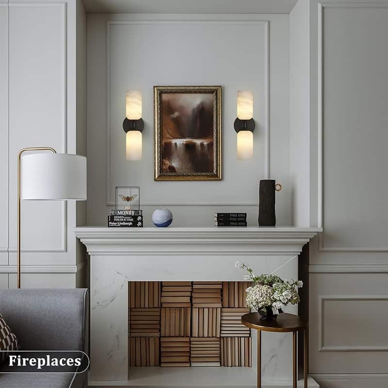 KAYLA 14 in. 2-Light Gold Modern Natural Alabaster Wall Sconce