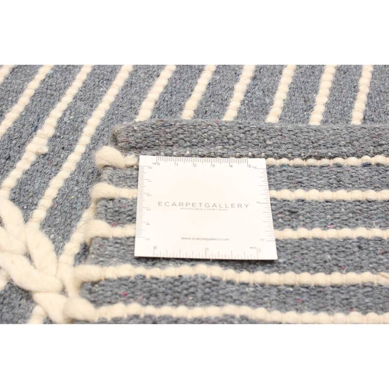 ECARPETGALLERY Braid weave Sienna Grey Wool Rug - 4'8 x 7'11
