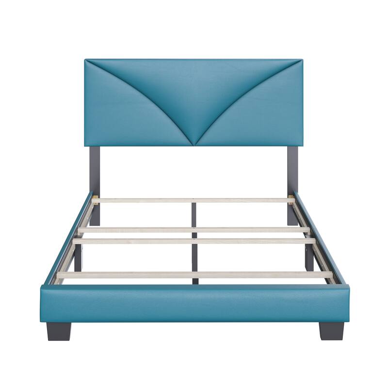 Boyd Sleep Cornerstone Faux Leather Upholstered Platform Bed Frame with Adjustable Headboard