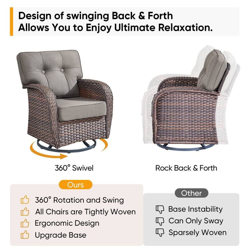 Pocassy Ooutdoor Fire Pit Table with Sofa Chair Set