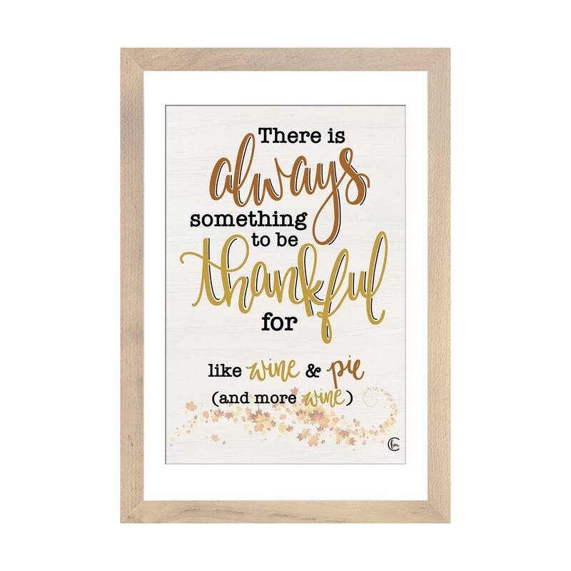 iCanvas "Thankful For Wine And Pie" by Fearfully Made Creations - Natural - 24x16x1