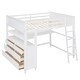 preview thumbnail 12 of 17, Full size Loft Bed with Drawers and Desk, Wooden Loft Bed with Shelves, Maximized Space, No Box Spring Required, White