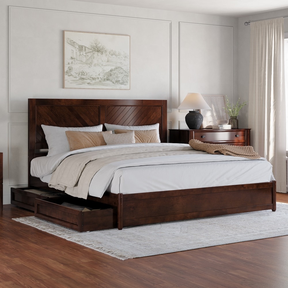 Clayton Platform Bed with Panel Footboard and Storage Drawers