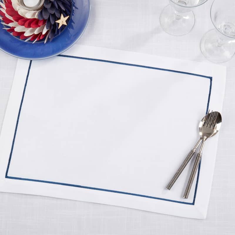 Embroidered Line Design Placemat (Set of 4) - 14"x20"