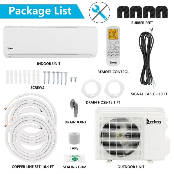 ZOKOP 18000BTU Dual 2 Zone 12000BUT + 12000BTU 19 SEER2