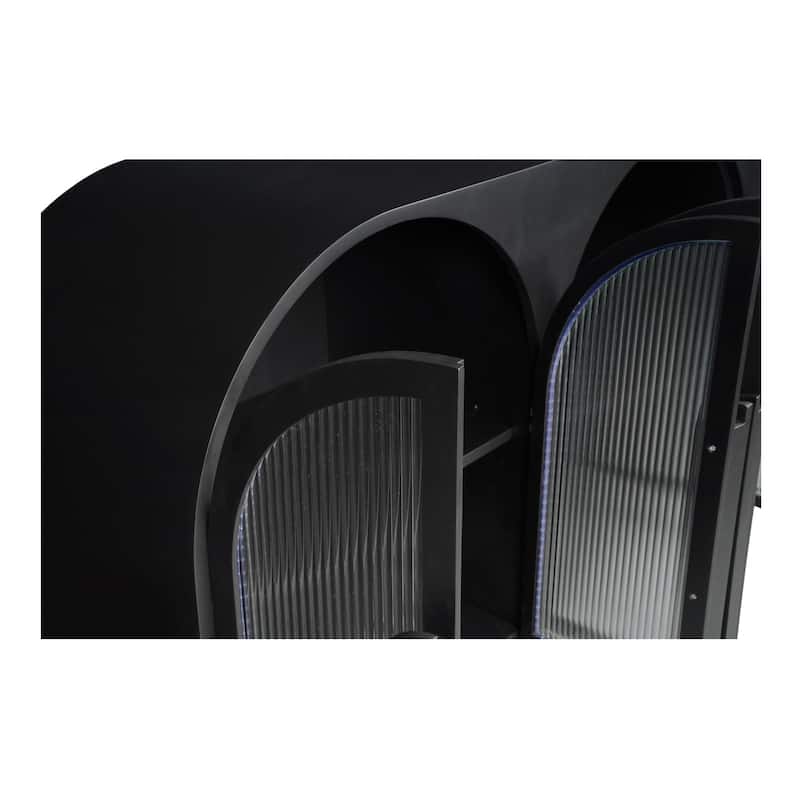 NADAAL STUDIOS Theron, Sideboard With Tempered Reed Glass Doors - 79"W x18"D x34"H