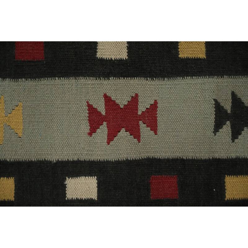 Hand Woven Oriental 100% Wool Carpet Southwestern Modern Green Kilim Area Rug - 8' 0'' X 5' 1''