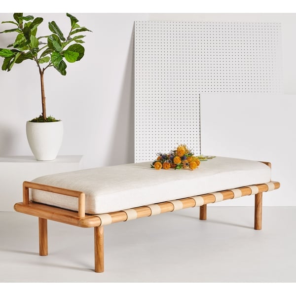 SAFAVIEH Couture Constantine Teak Cushion Bench. - 70 IN W x 26 IN D x 19 IN H