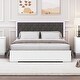 preview thumbnail 4 of 14, Queen Platform Bed with Velvet Headboard, LED, and 800 lb Capacity