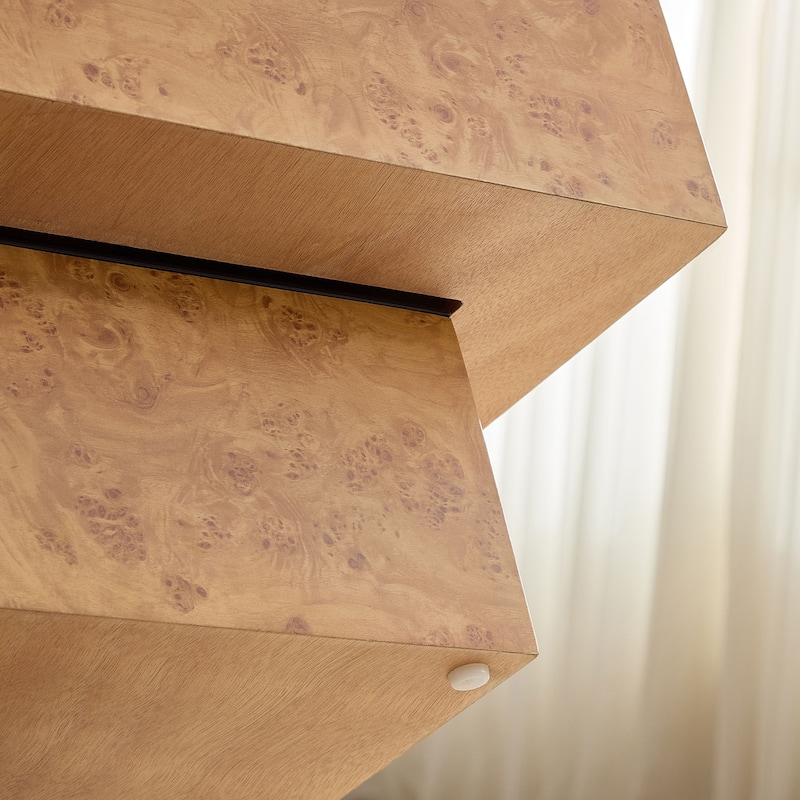 GDF Studio - Calera Mid-Century Modern Faux Burl Wood Coffee Table with Pedestal Base