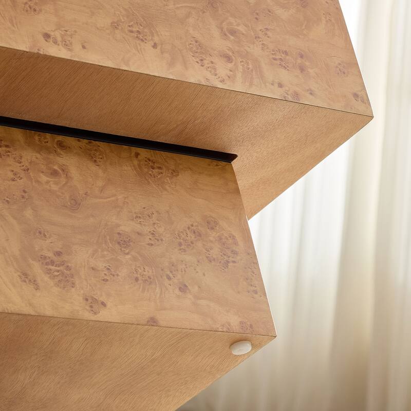 Wood Pattern Decal Coffee Table Accent Table with Smooth Lines, Modern End Table Dining Table with Sturdy Pedestal