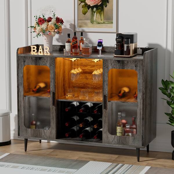 slide 2 of 4, Sideboard Buffet Farmhouse Bar Cabinet with Wine Holder