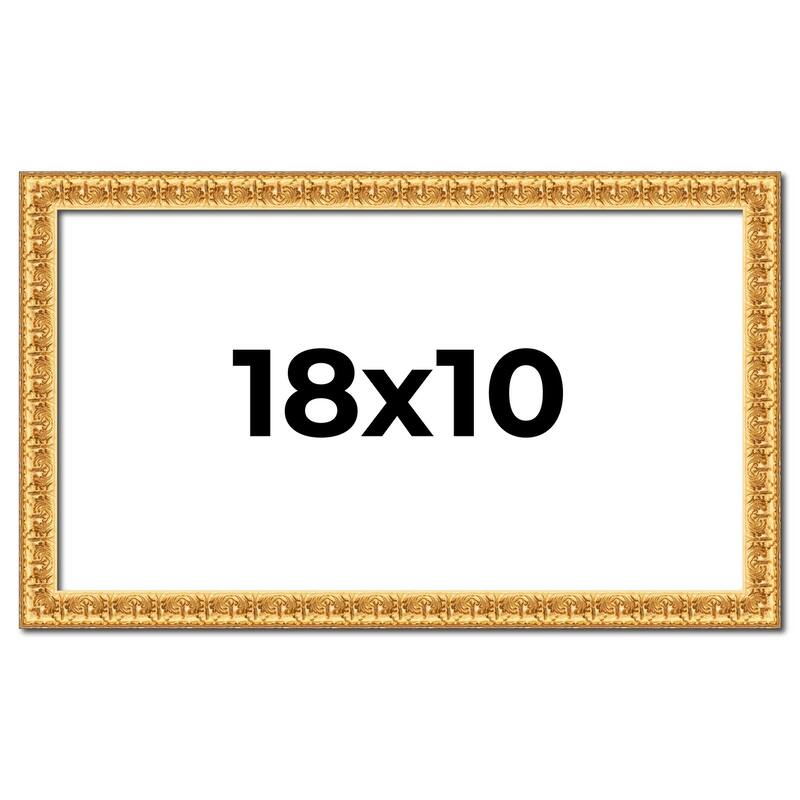 18x10 Frame Gold Real Wood Picture Frame Width 1 inches | Interior