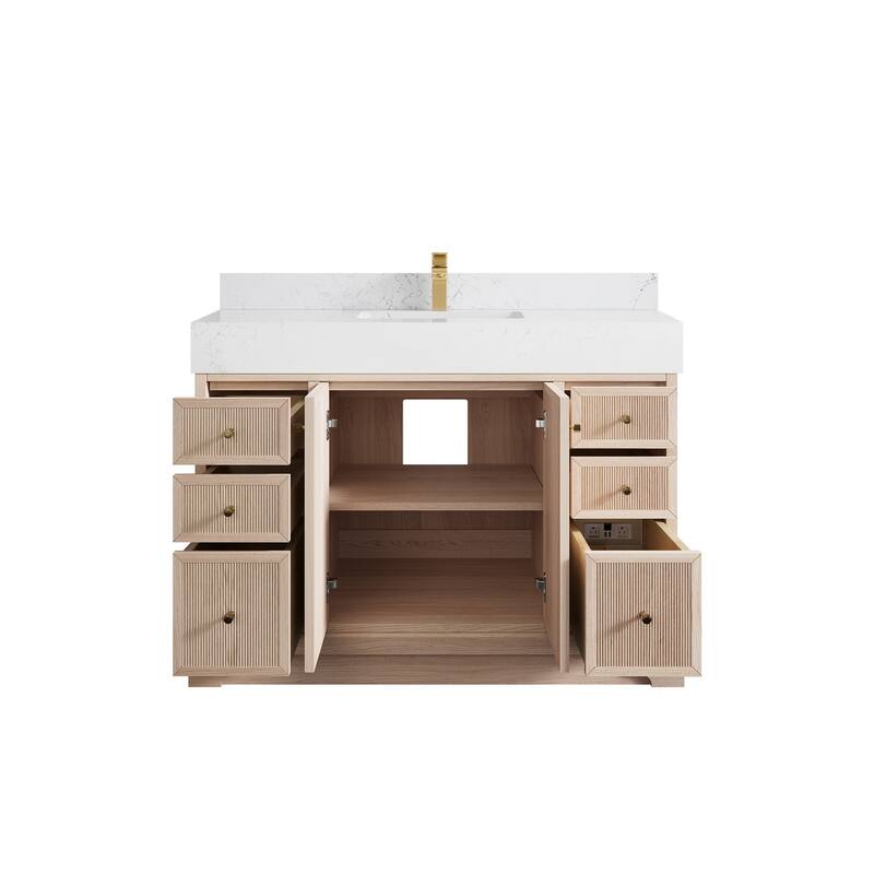 Willow Collections 48 in. W x 22 in. D Manhattan Oak Wood Single Sink Bathroom Vanity with Countertop
