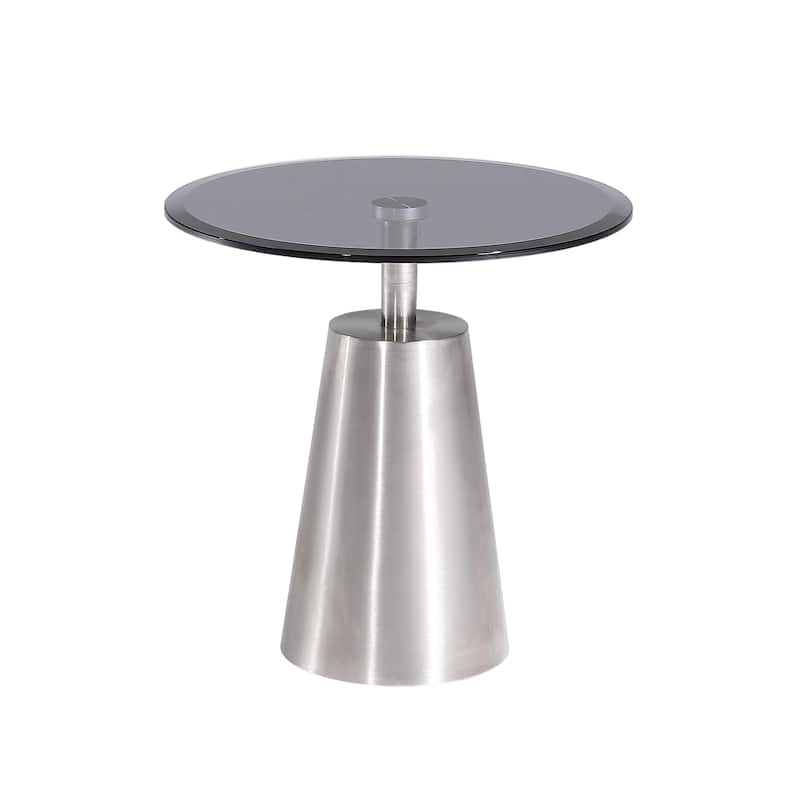 Pasargad Home Luxe Glass & Steel Side Table, Black/Chrome - W20"xD20"xH20" - Black