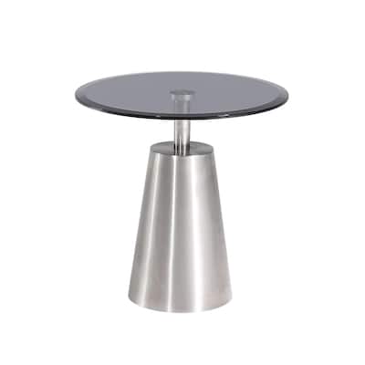 Pasargad Home Luxe Glass & Steel Side Table, Black/Chrome - W20"xD20"xH20"