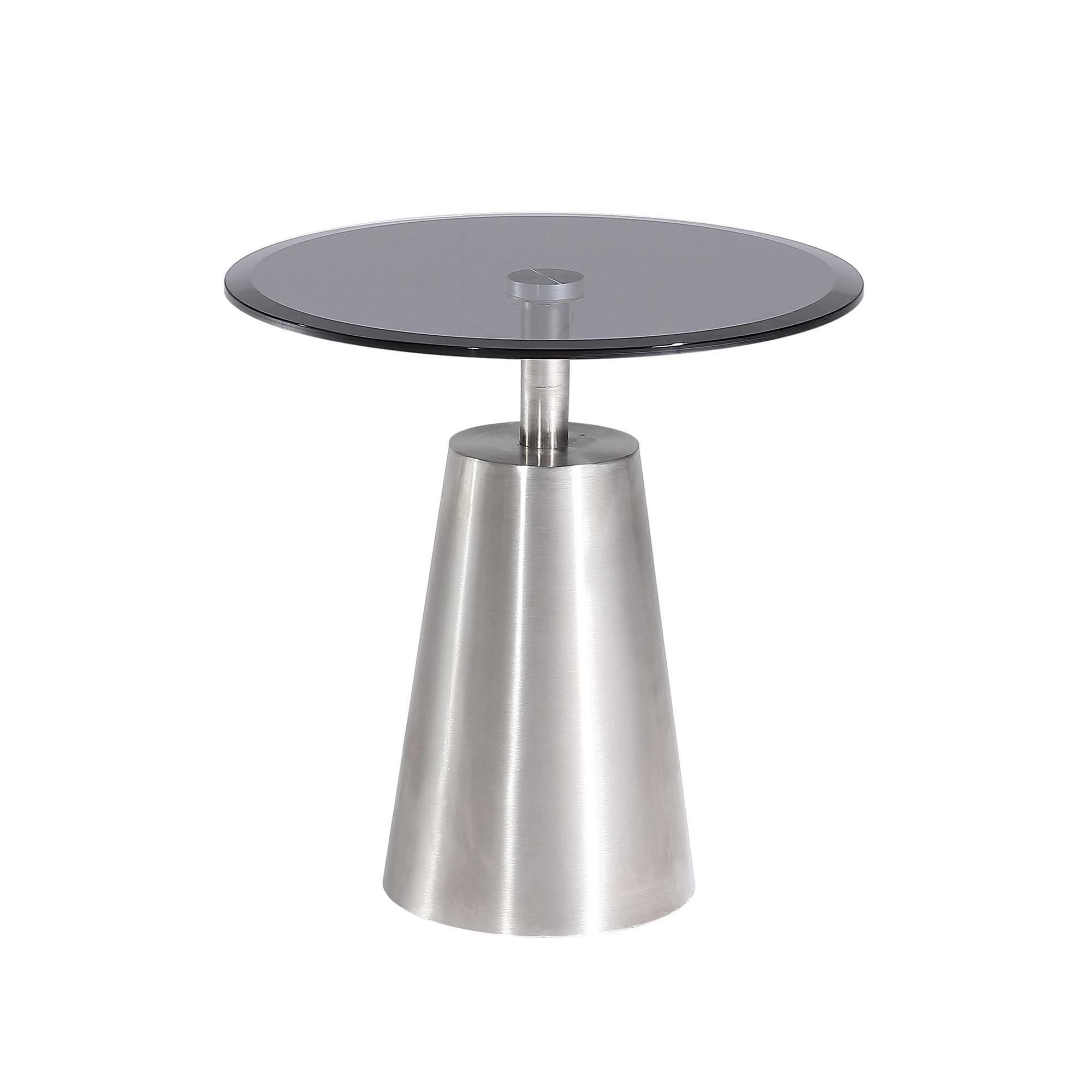 Pasargad Home Luxe Glass & Steel Side Table, Black/Chrome - W20"xD20"xH20"