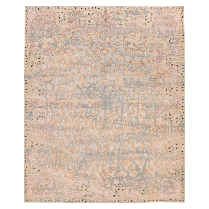 ECARPETGALLERY Hand-knotted Heritage Grey Silk, Wool Rug - 8'0 x 9'9 - Dark Grey - 8'0 x 9'9