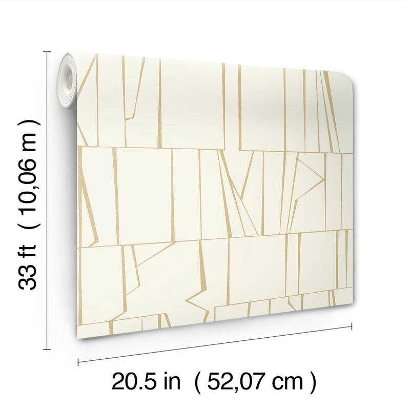A-Street Prints Huntington Gold Geometric Stripe Wallpaper
