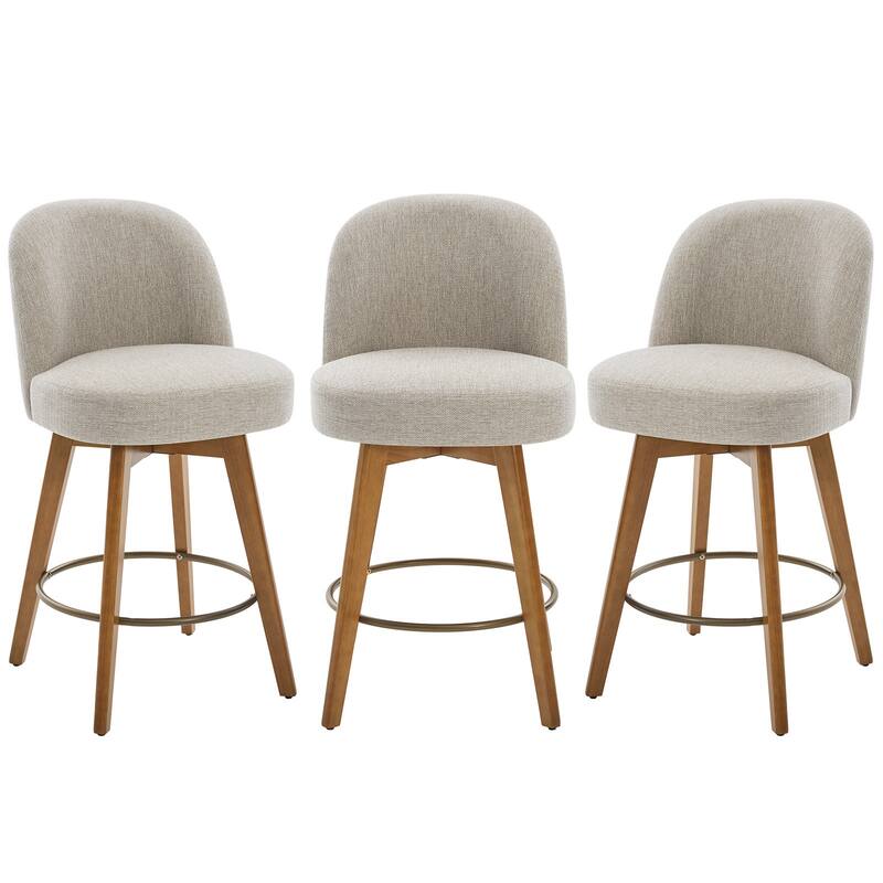 26" Upholstered Swivel Counter Stool With Solid Wood Frame - 37.8"H x 19.7"W x 23.2"D