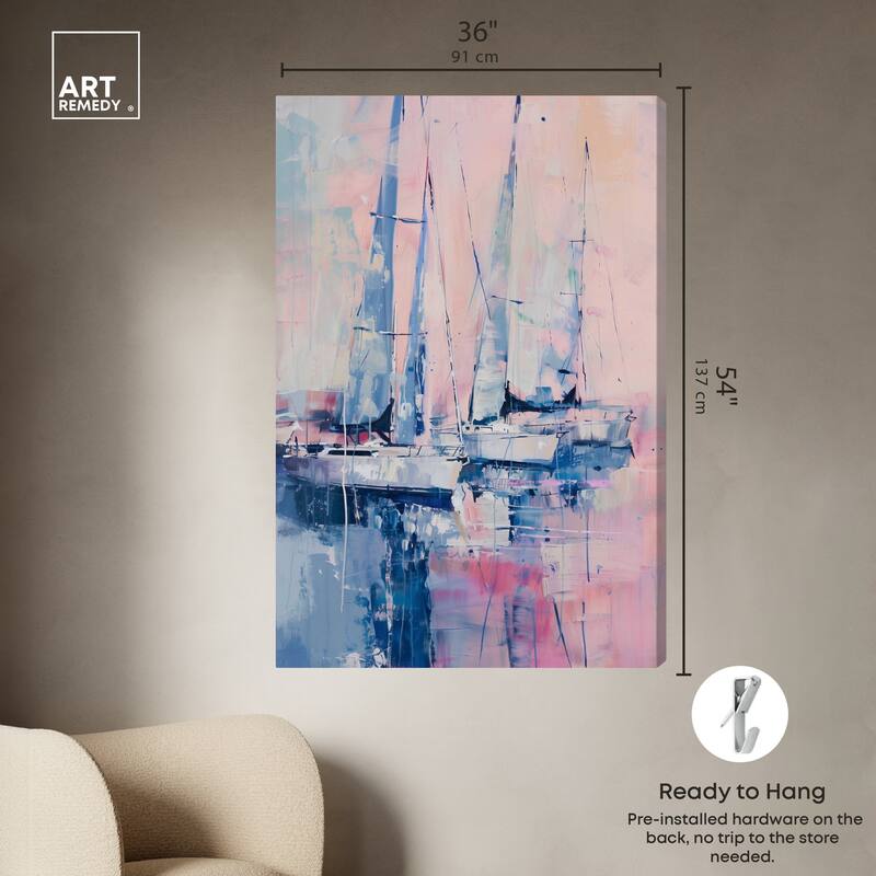 Art Remedy Pastel Sea Breeze Gallery Wrapped Sailing 1 Piece Canvas Wall Art